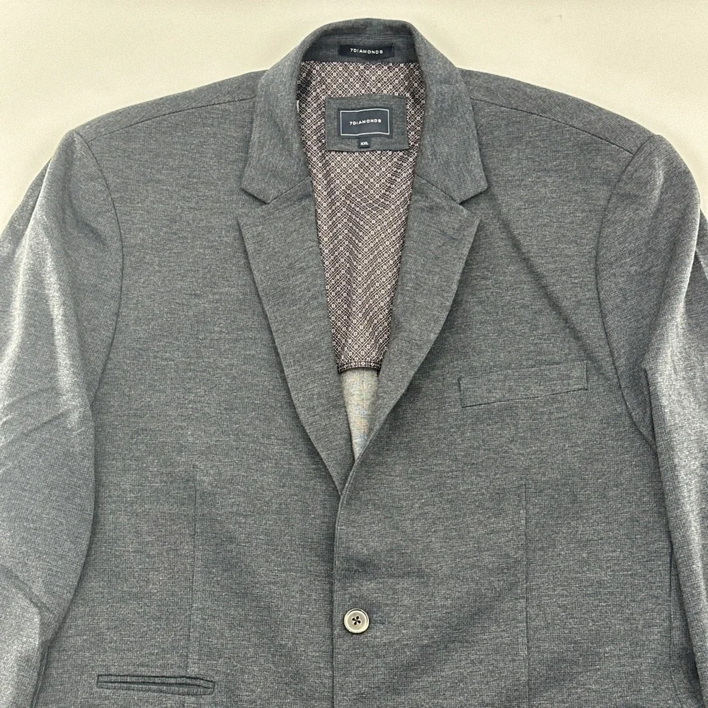 7 Diamonds Mannix 4-Way Stretch Blazer Sport Coat Mens 2XL Gray Black‎ Jacket